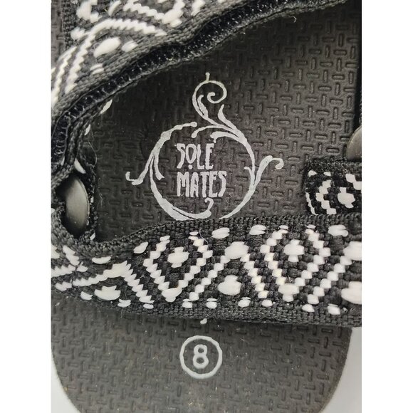 Sole Mates Womens Black & White Adjustable Strap Sandals Size 8 Tribal Pattern L - Picture 2 of 4